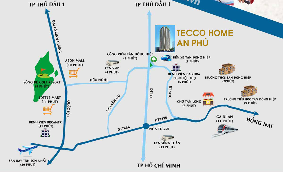 Vị trí dự án căn hộ chung cư Tecco Home An Phú