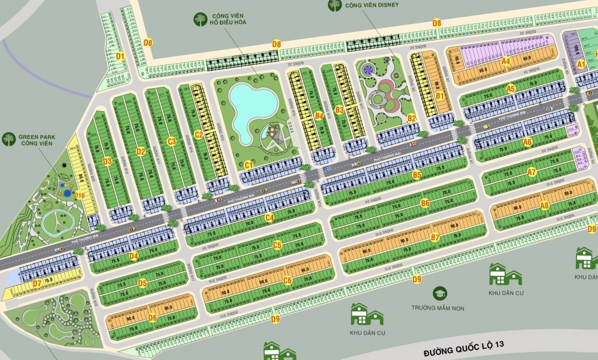 Mặt bằng dự án Phúc An Garden Bình Dương