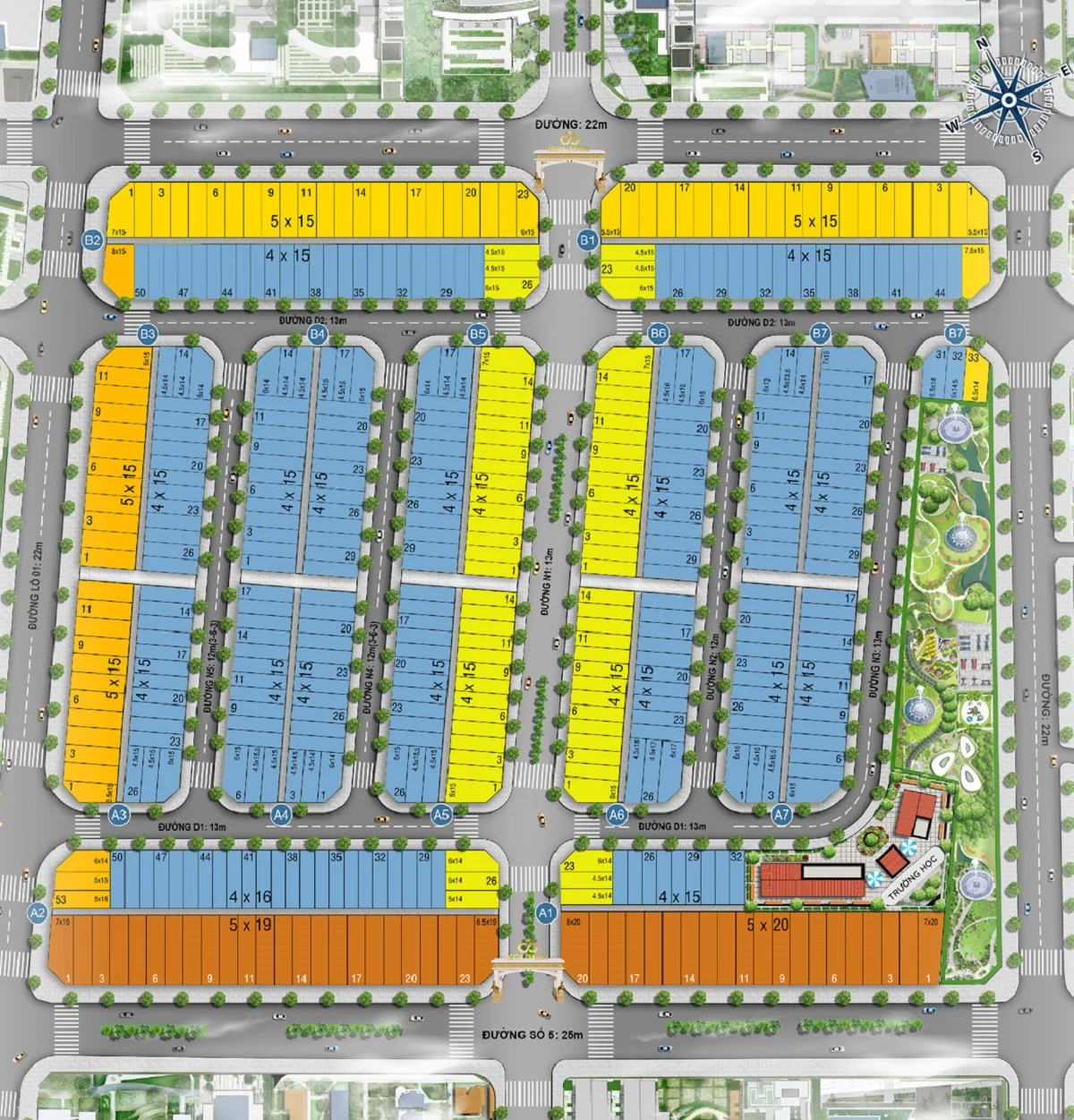 Mặt bằng dự án đất nền nhà phố Icon Central Dĩ An Bình Dương